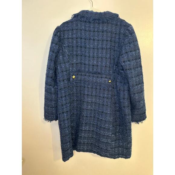 Sail to Sable Womens Navy Tweed Sparkle Gold Button Front Preppy Coat Size XL - Picture 3 of 10